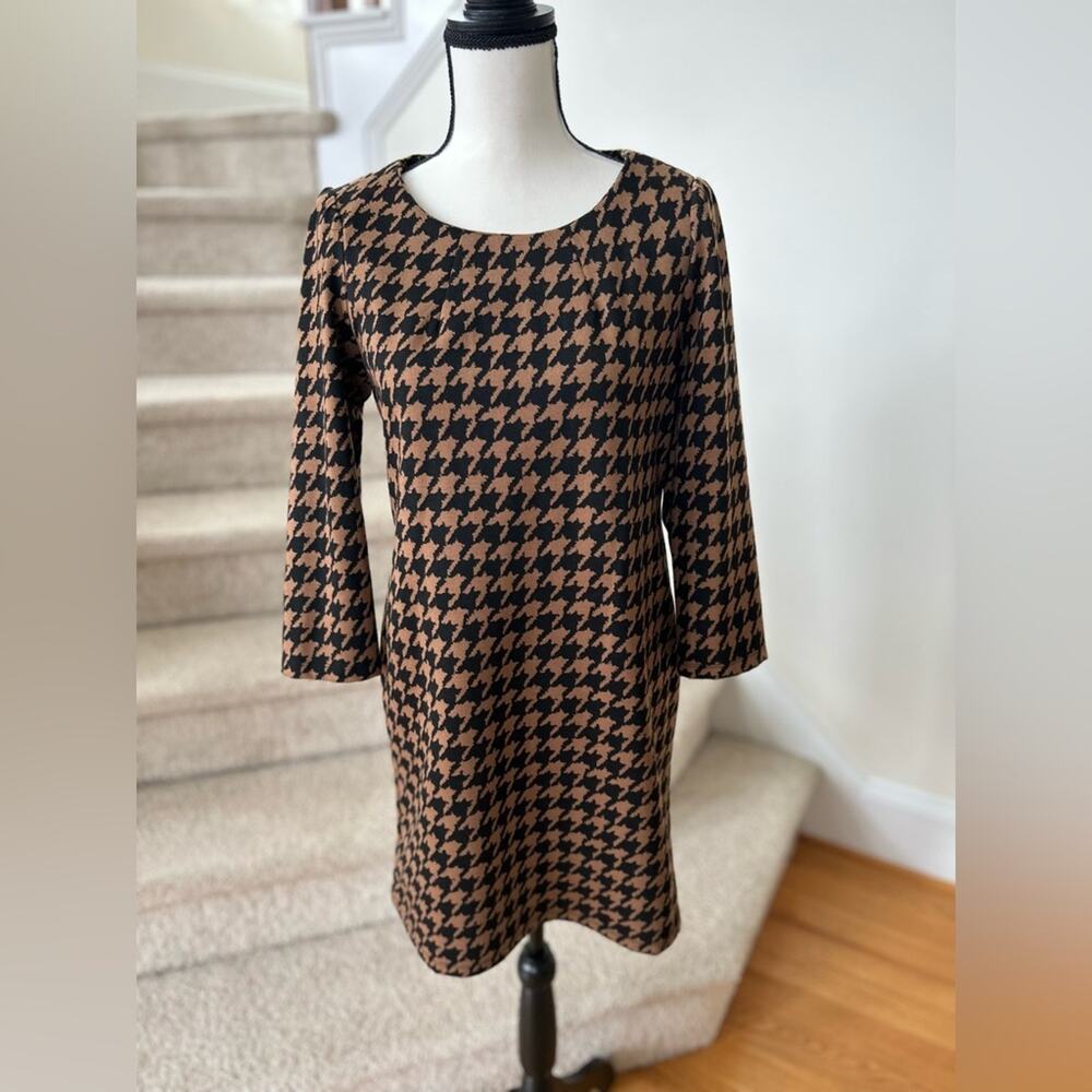 Vivienne Tam Brown & Black Houndstooth Shift Dress